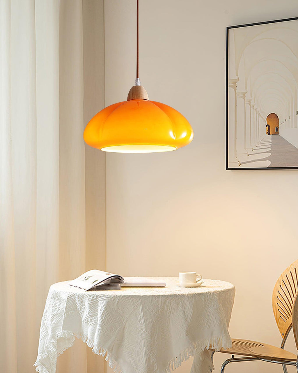 Suspension Arrondi Verre Ombre Bois Espiègle Moderne - Neutralighting
