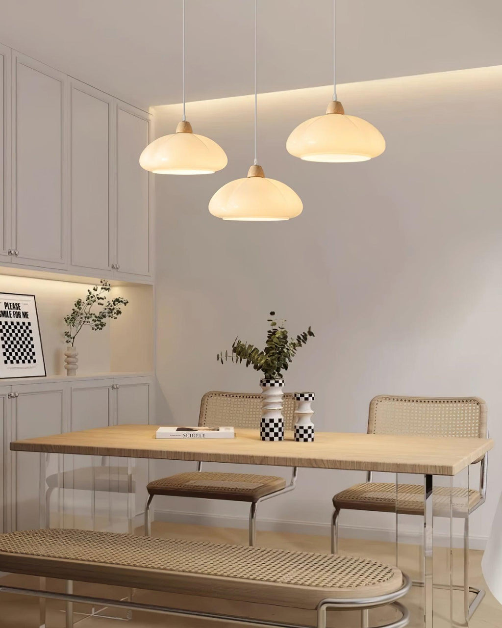 Suspension Arrondi Verre Ombre Bois Espiègle Moderne - Neutralighting