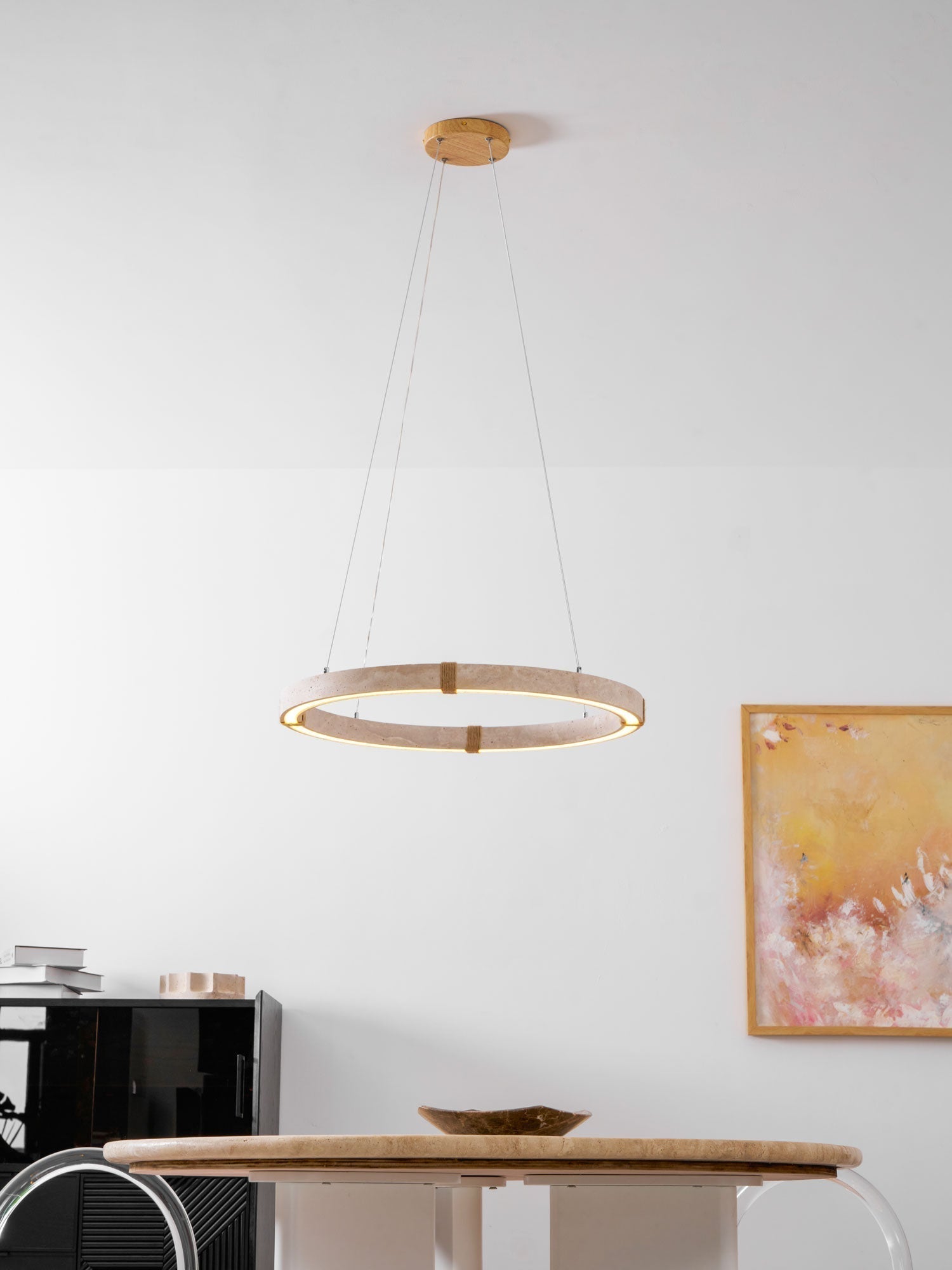 Alsilis Chandelier Minimaliste en Travertin - Neutralighting