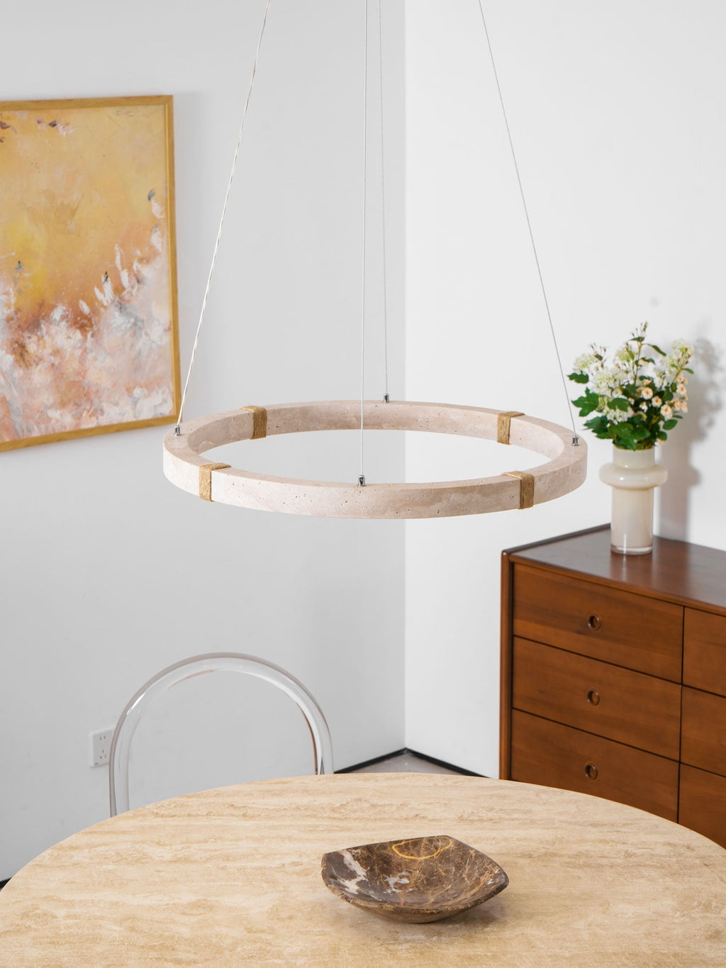 Alsilis Chandelier Minimaliste en Travertin - Neutralighting