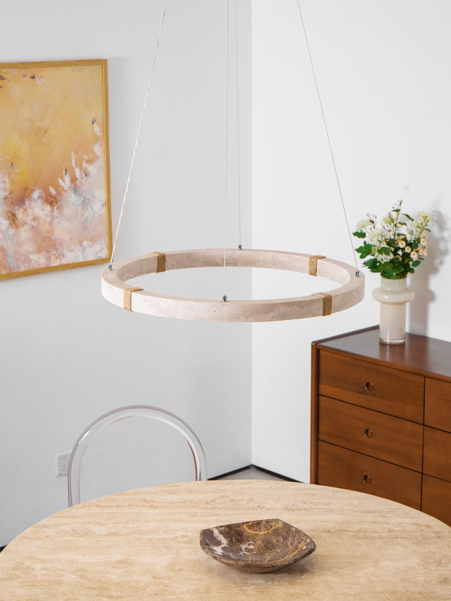 Alsilis Chandelier Minimaliste en Travertin - Neutralighting