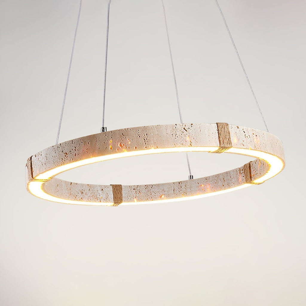 Lumae Suspension en Forme d’anneau en Pierre Travertin - Neutralighting