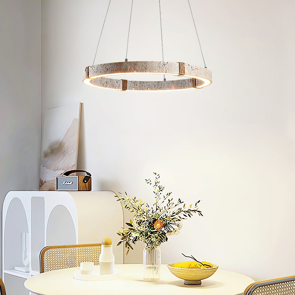 Lumae Suspension en Forme d’anneau en Pierre Travertin - Neutralighting