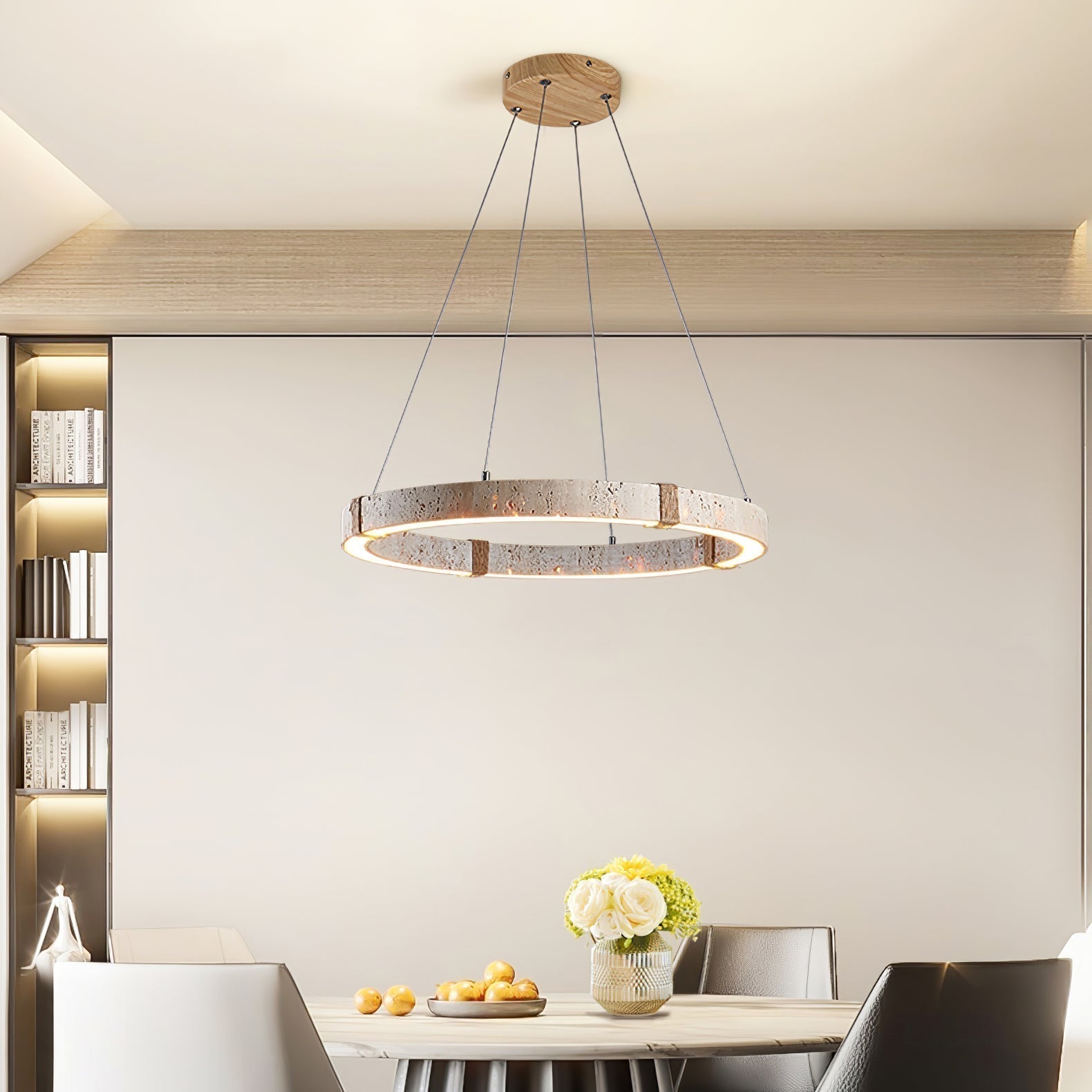 Alsilis Chandelier Minimaliste en Travertin - Neutralighting