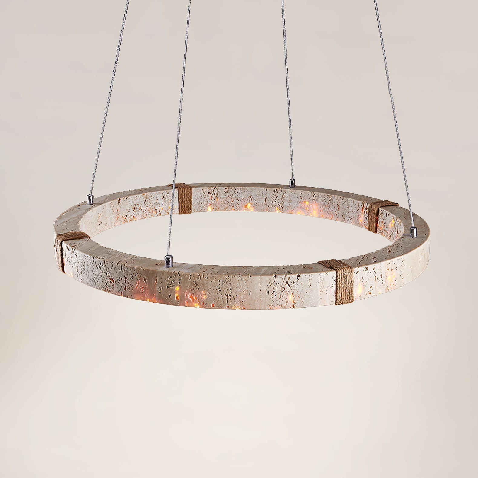 Lumae Suspension en Forme d’anneau en Pierre Travertin - Neutralighting