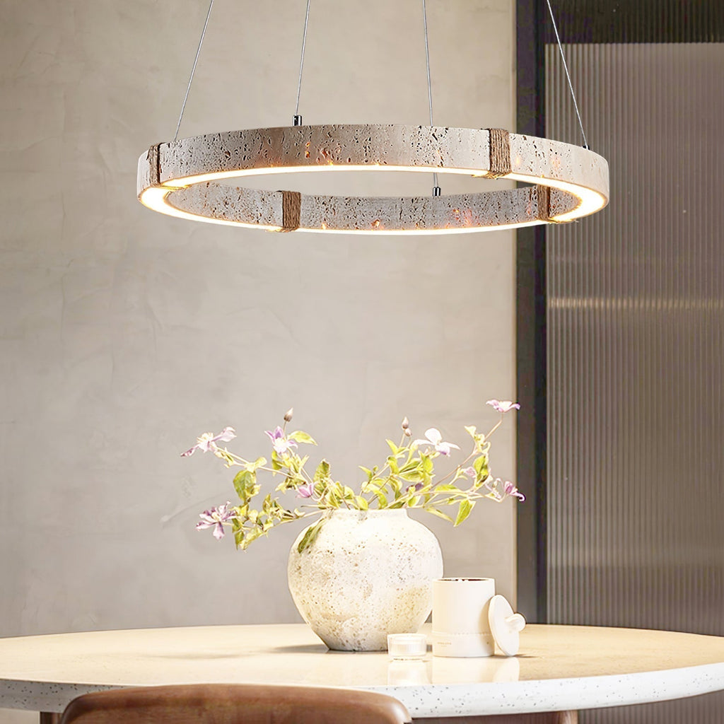 Lumae Suspension en Forme d’anneau en Pierre Travertin - Neutralighting