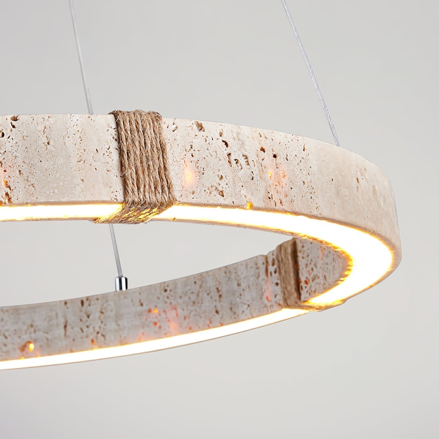 Lumae Suspension en Forme d’anneau en Pierre Travertin - Neutralighting