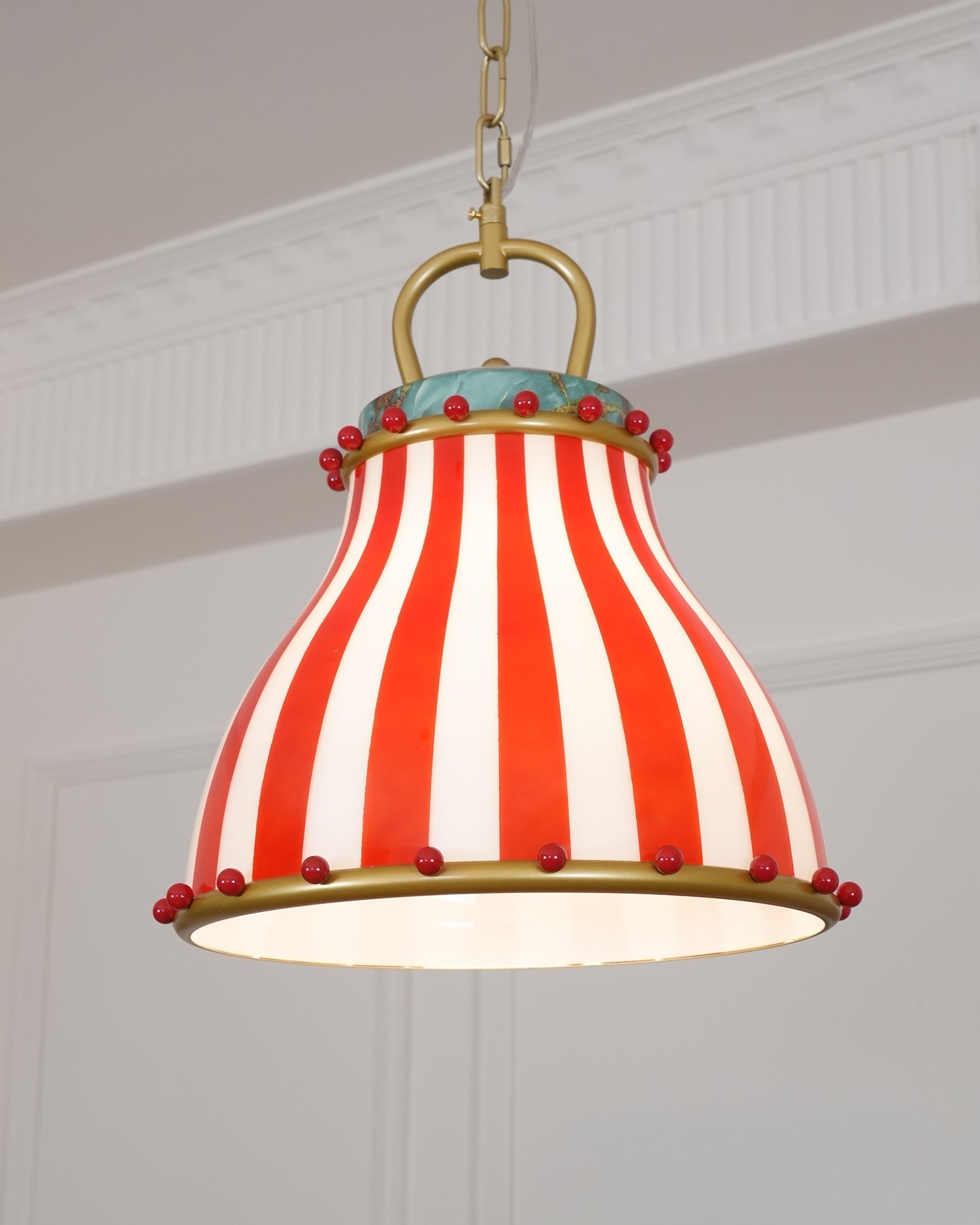 Flick Lampe Pendante en Verre Rayures Rouges et Blanches - Neutralighting