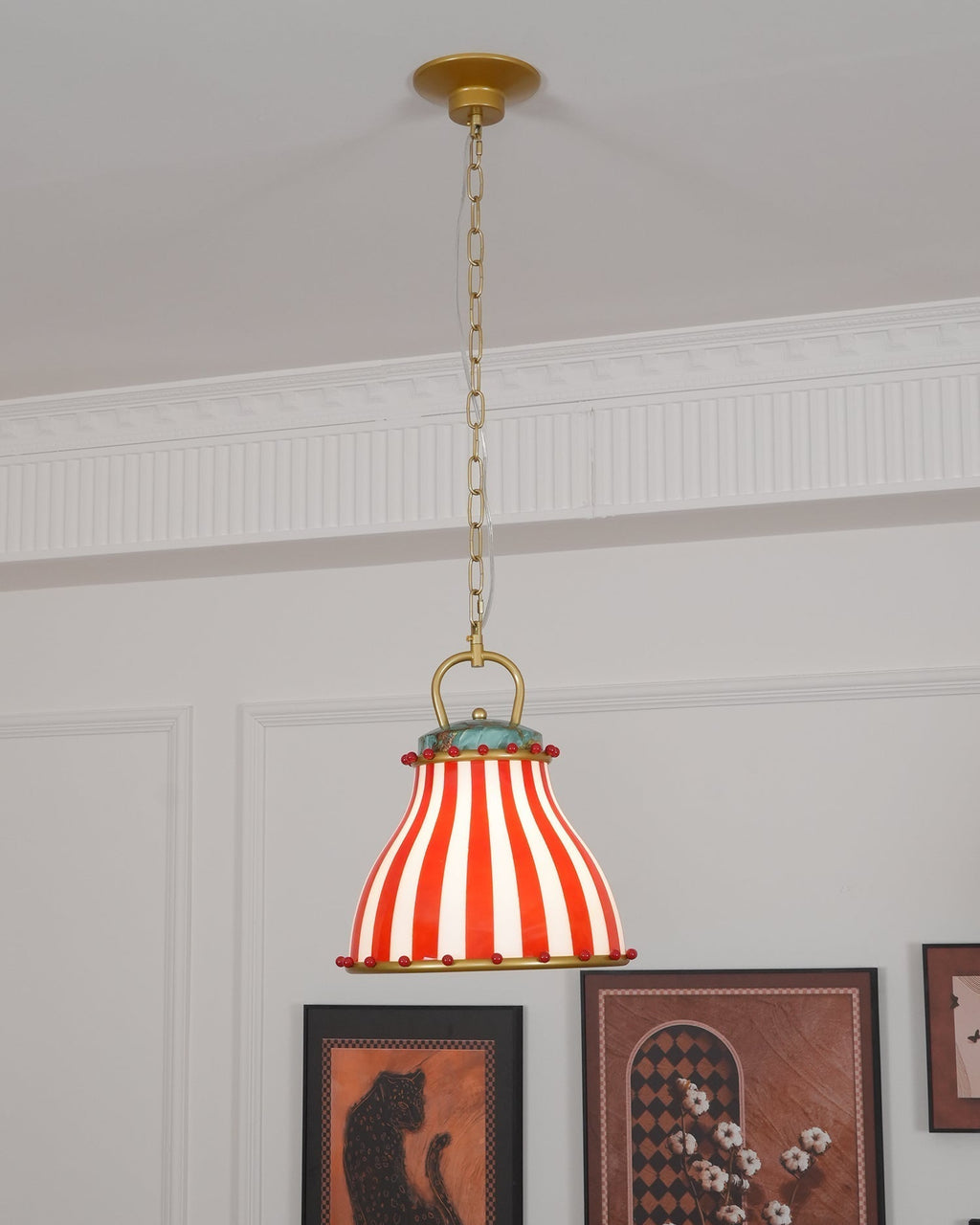 Flick Lampe Pendante en Verre Rayures Rouges et Blanches - Neutralighting