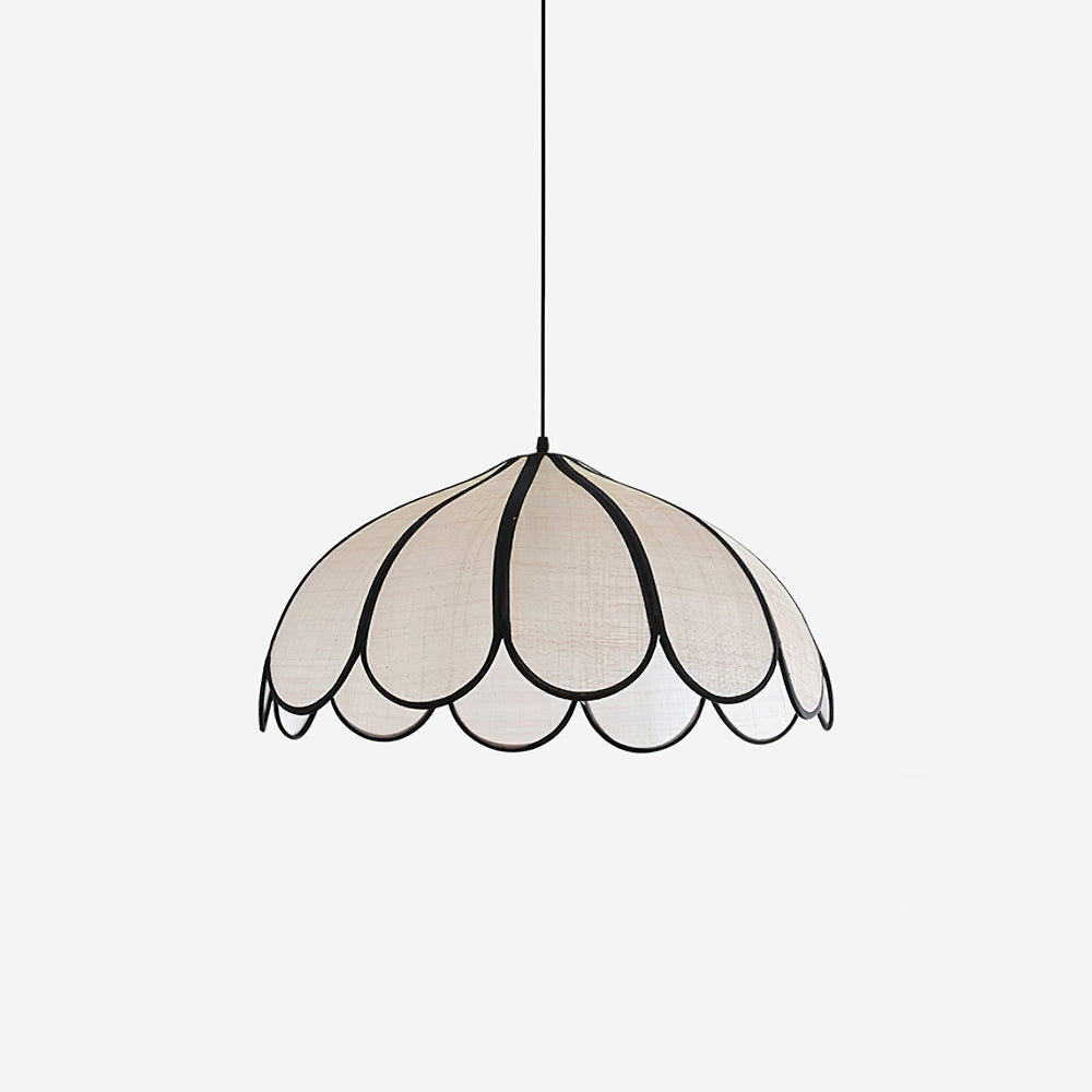 Pendant Lampe à Cadre Festonné en Fibre Végétale Minimaliste - Neutralighting