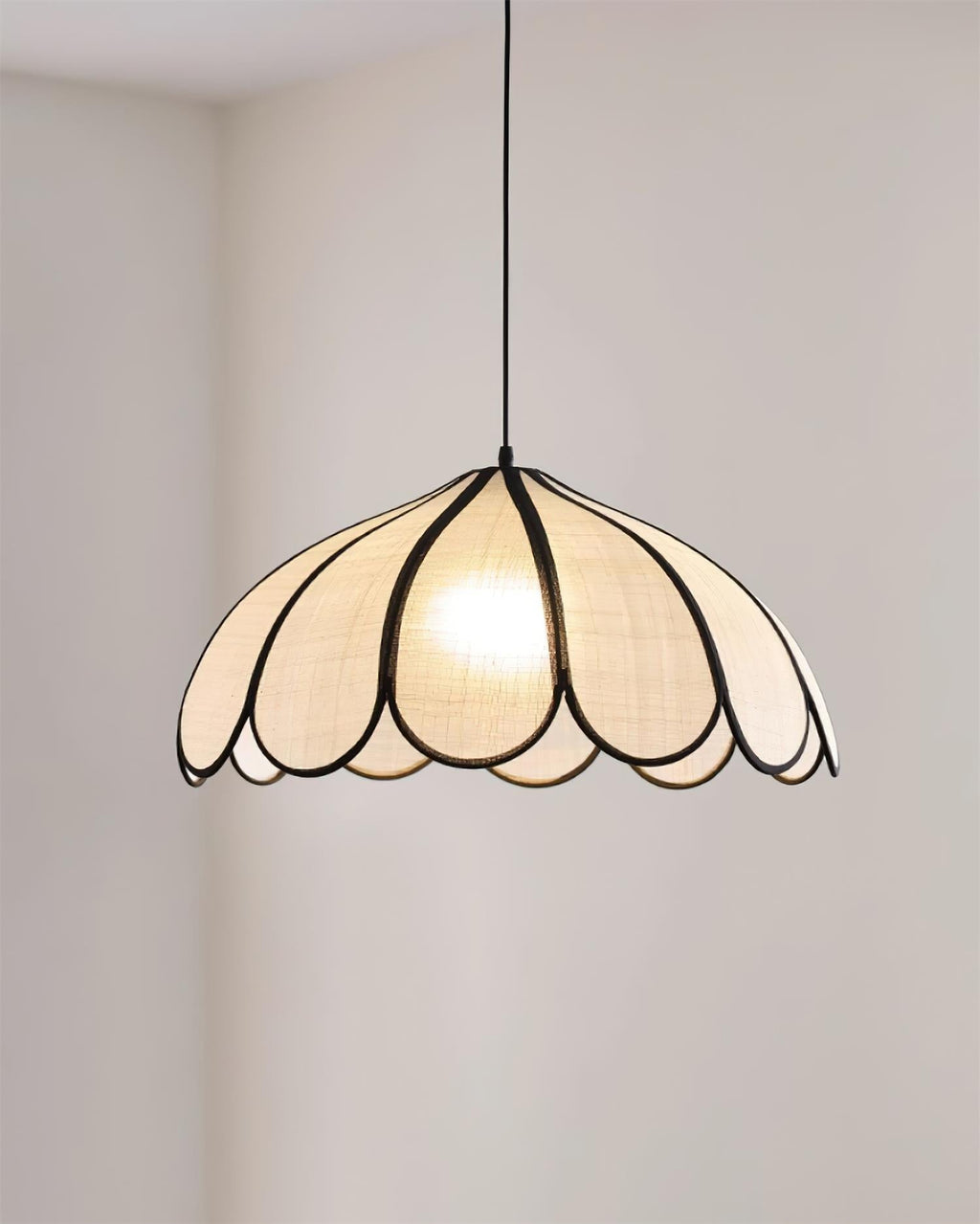 Pendant Lampe à Cadre Festonné en Fibre Végétale Minimaliste - Neutralighting