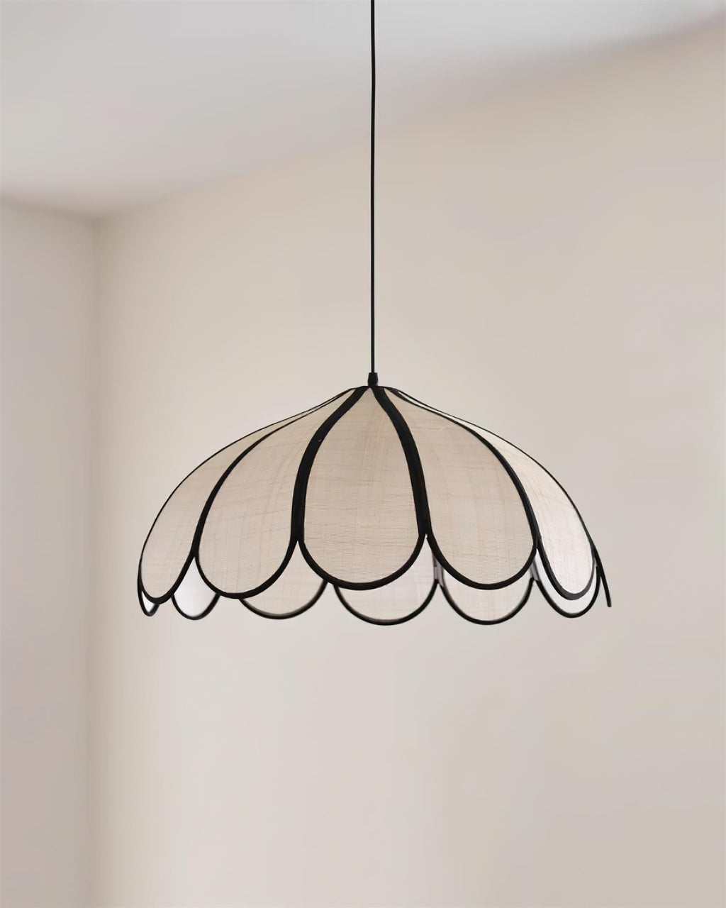 Pendant Lampe à Cadre Festonné en Fibre Végétale Minimaliste - Neutralighting