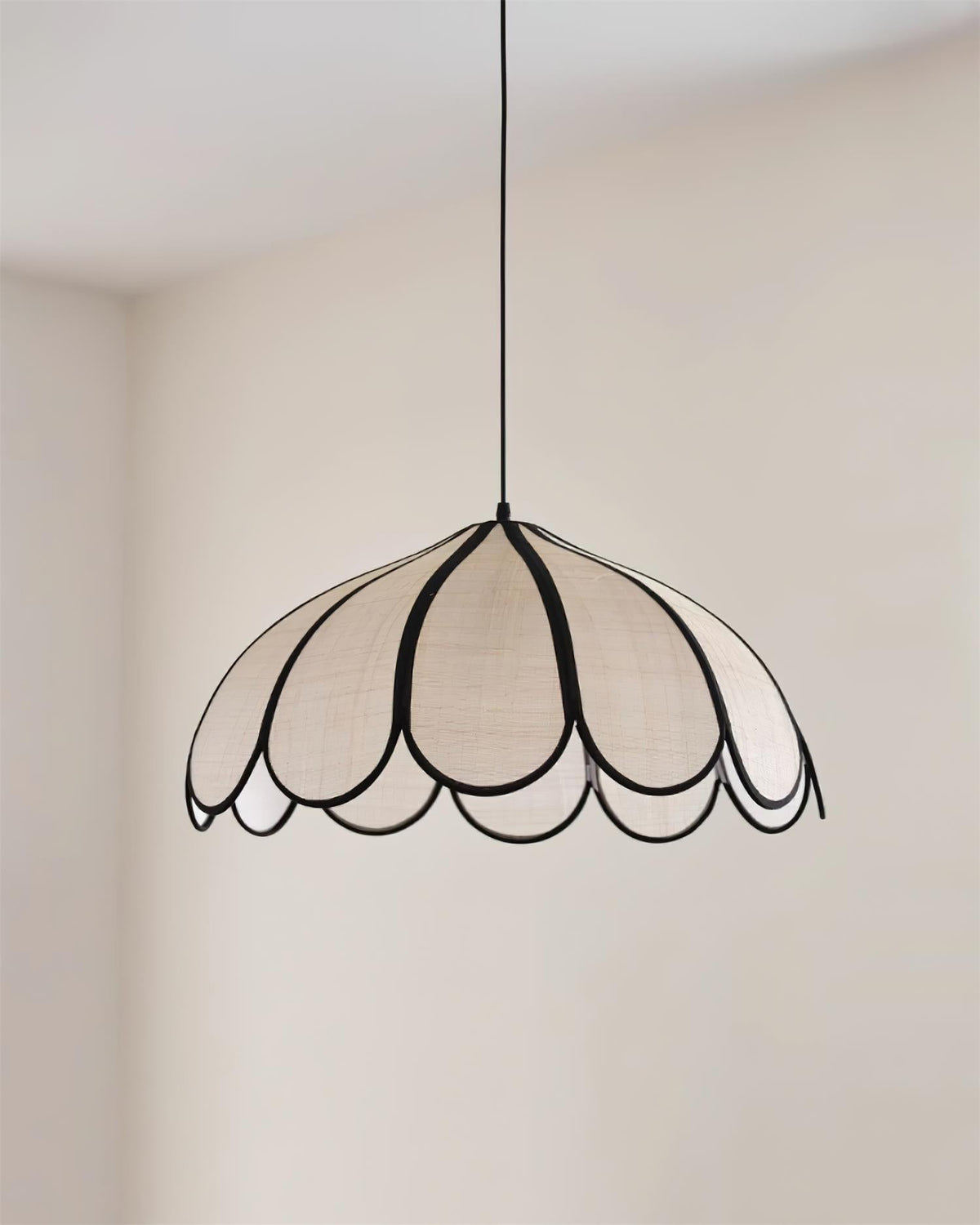 Pendant Lampe à Cadre Festonné en Fibre Végétale Minimaliste - Neutralighting