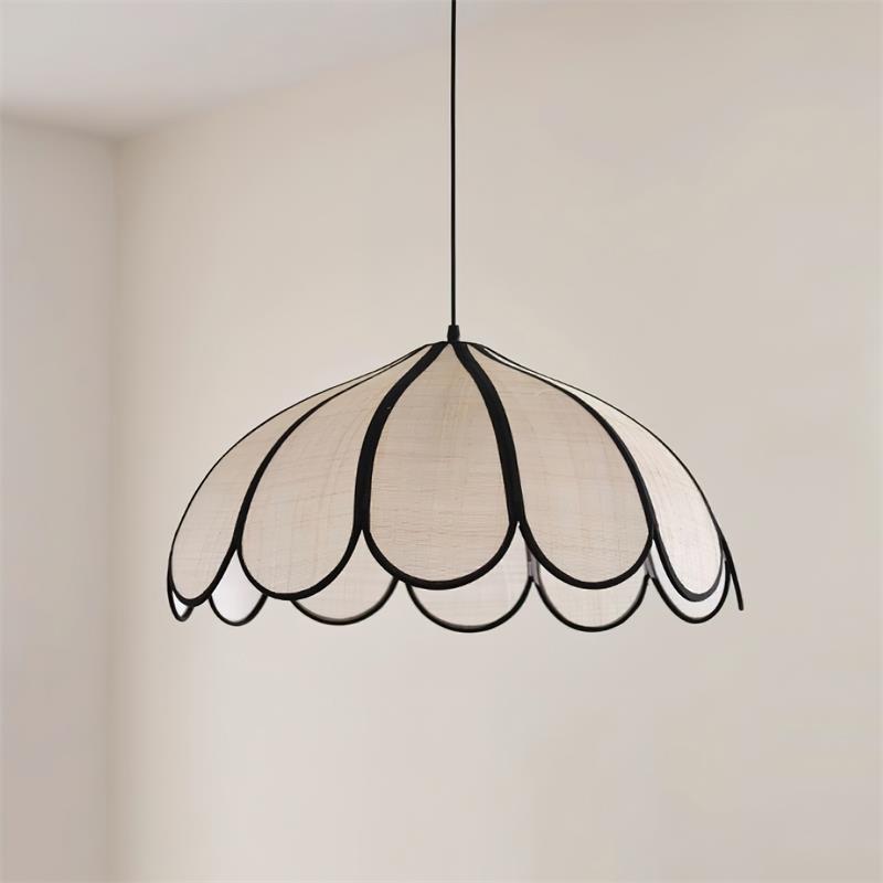 Pendant Lampe à Cadre Festonné en Fibre Végétale Minimaliste - Neutralighting