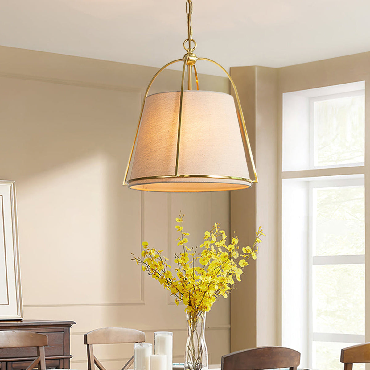 Yonder Lampe Pendante Métal Laiton Tissu Classique Traditionnel - Neutralighting