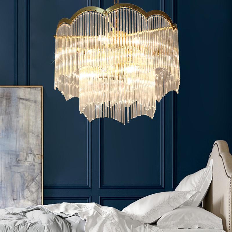 Lustra Lustre Verre Tige Vague Forme - Neutralighting