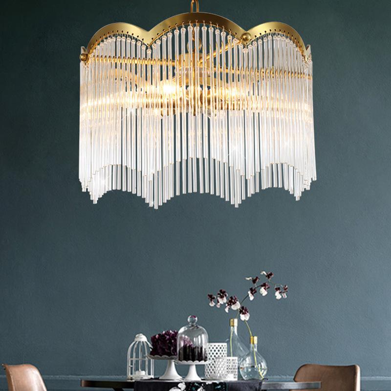 Lustra Lustre Verre Tige Vague Forme - Neutralighting