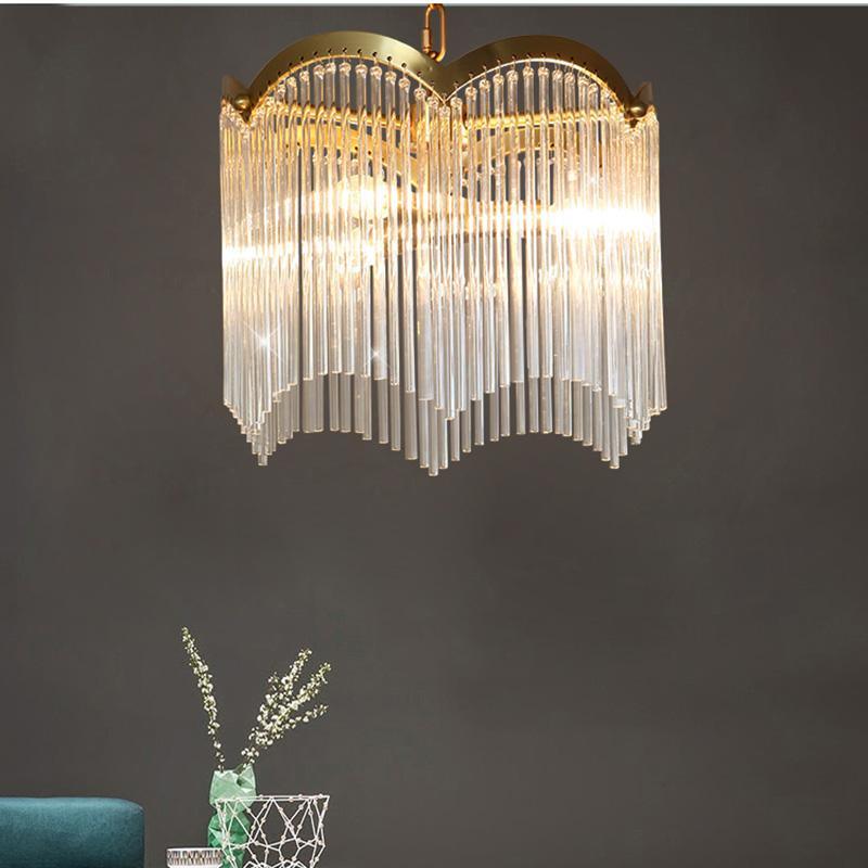 Lustra Lustre Verre Tige Vague Forme - Neutralighting