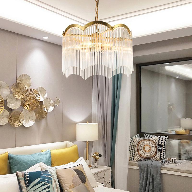 Lustra Lustre Verre Tige Vague Forme - Neutralighting
