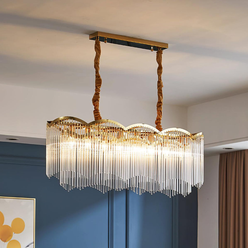 Lustra Lustre Verre Tige Vague Forme - Neutralighting