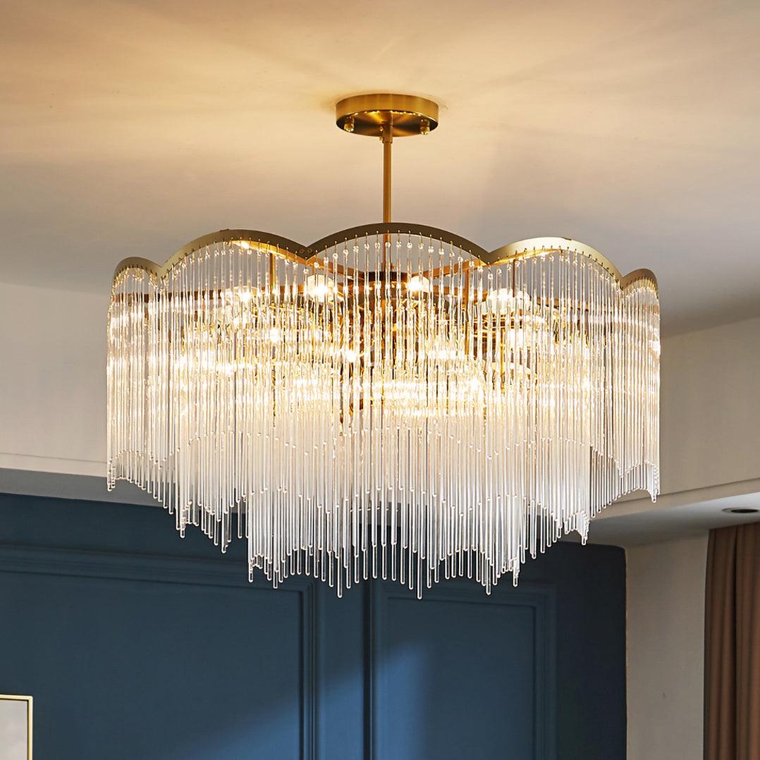 Lustra Lustre Verre Tige Vague Forme - Neutralighting