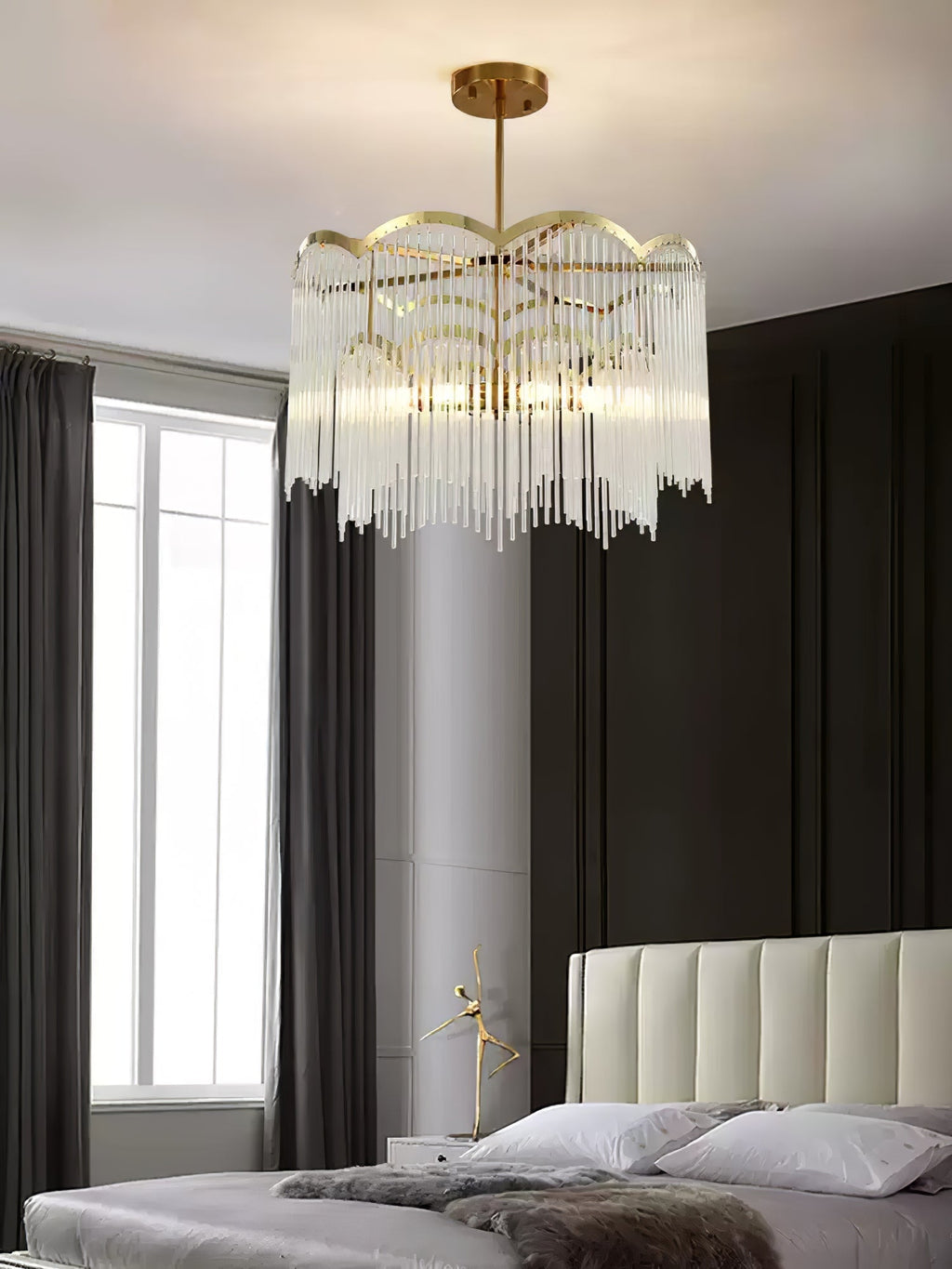 Lustra Lustre Verre Tige Vague Forme - Neutralighting