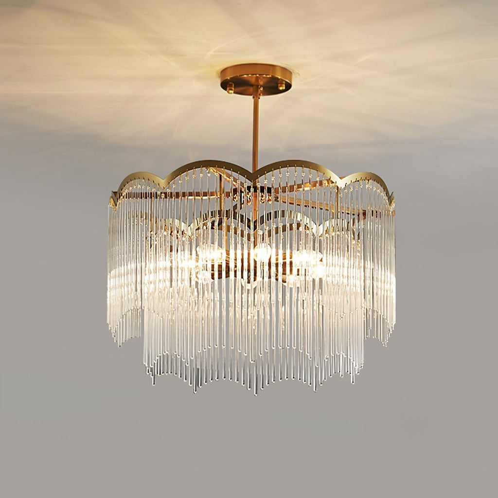 Lustra Lustre Verre Tige Vague Forme - Neutralighting