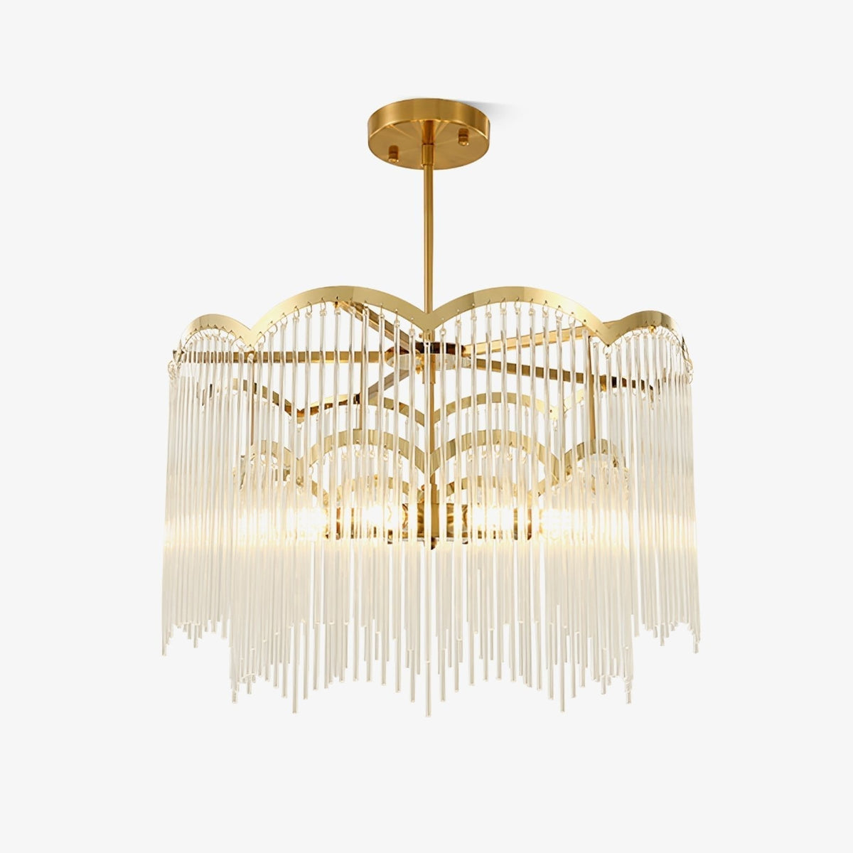 Lustra Lustre Verre Tige Vague Forme - Neutralighting
