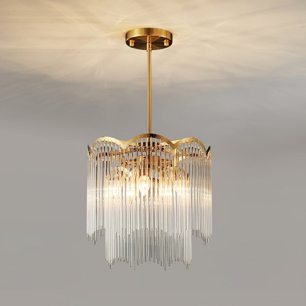 Lustra Lustre Verre Tige Vague Forme - Neutralighting