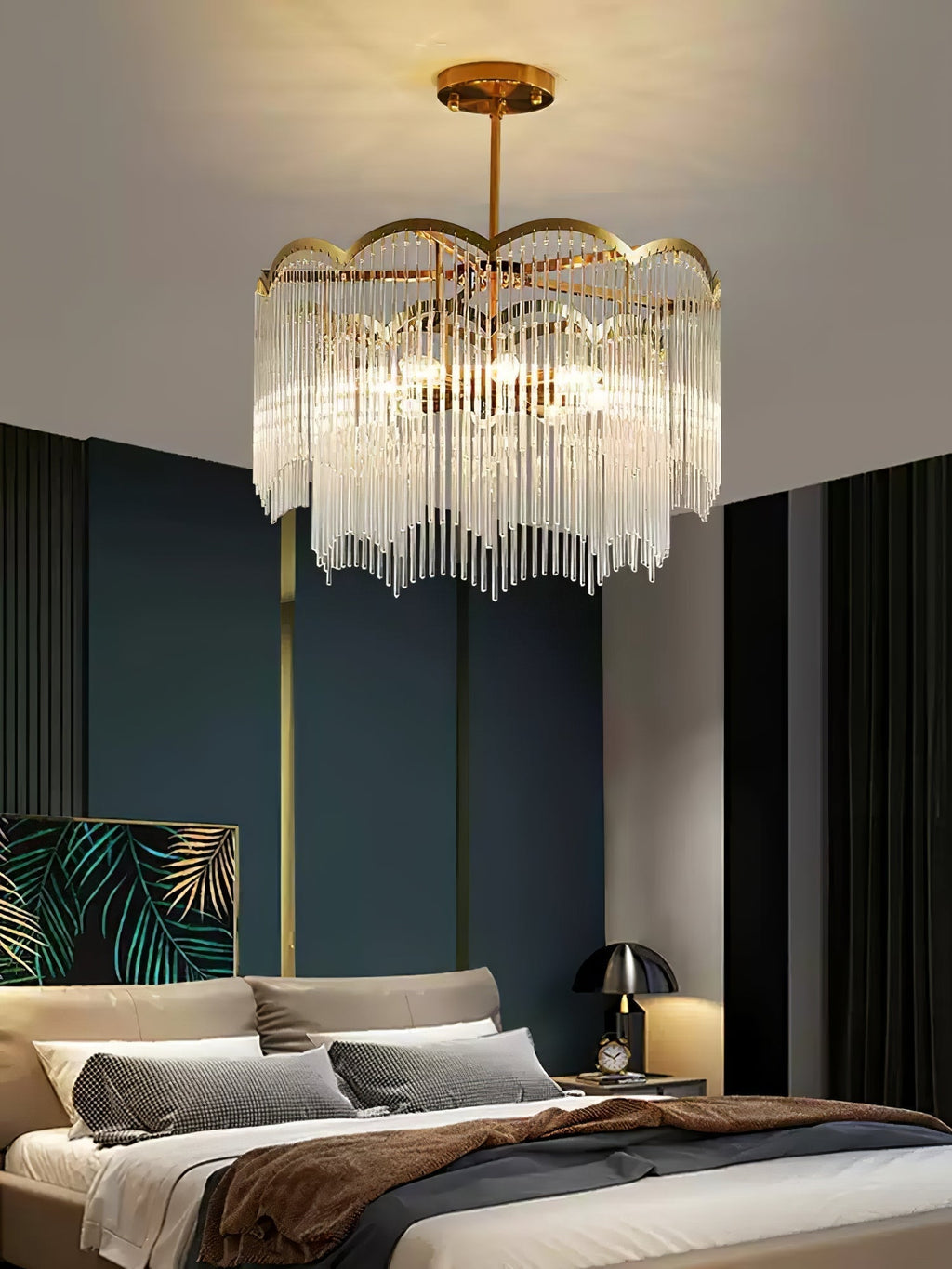 Lustra Lustre Verre Tige Vague Forme - Neutralighting