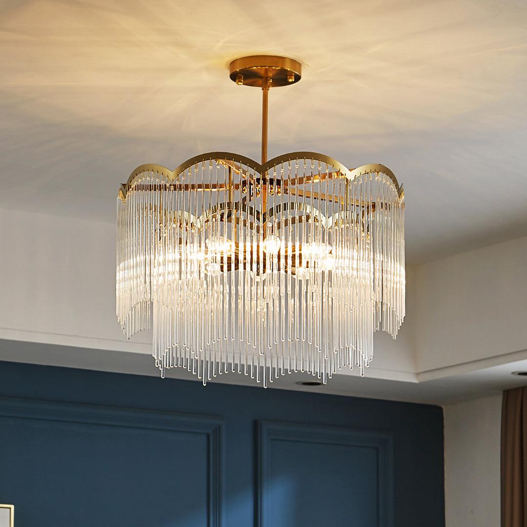 Lustra Lustre Verre Tige Vague Forme - Neutralighting