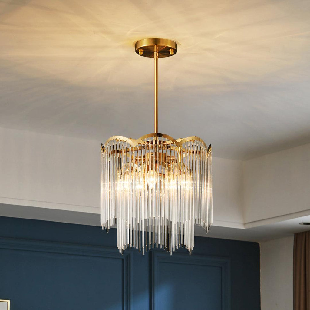 Lustra Lustre Verre Tige Vague Forme - Neutralighting