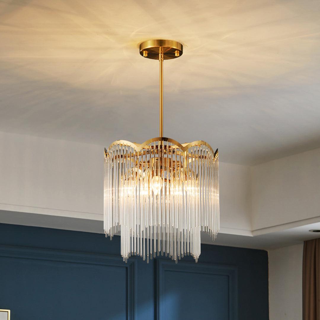 Lustra Lustre Verre Tige Vague Forme - Neutralighting