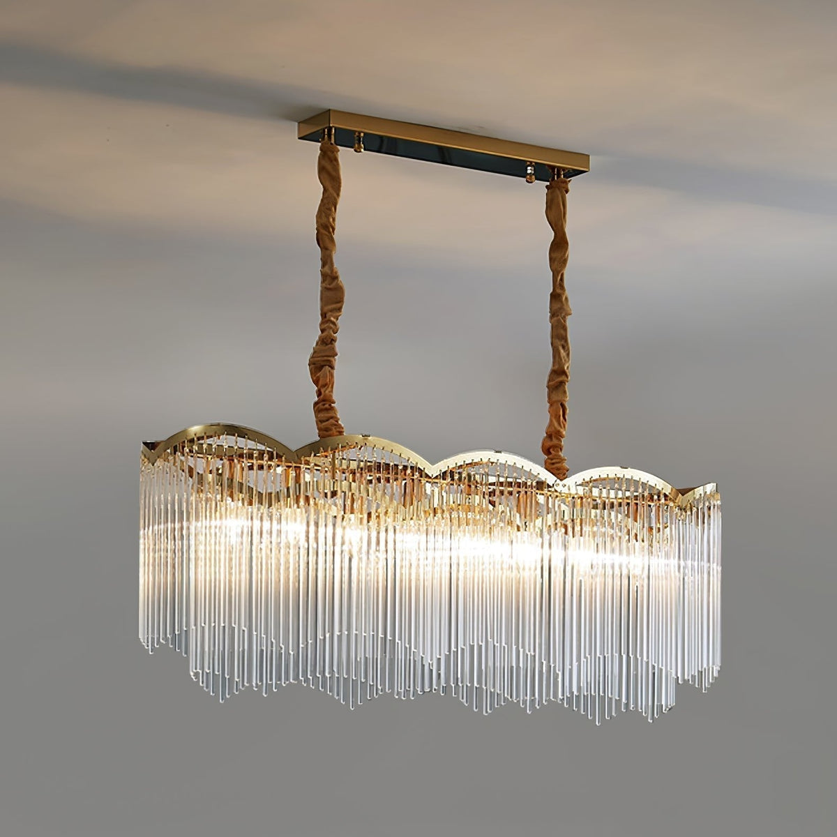 Lustra Lustre Verre Tige Vague Forme - Neutralighting