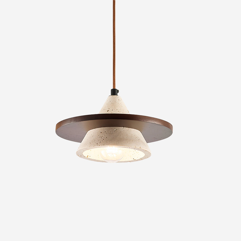 Ritta Suspension Bois Disque Travertin - Neutralighting