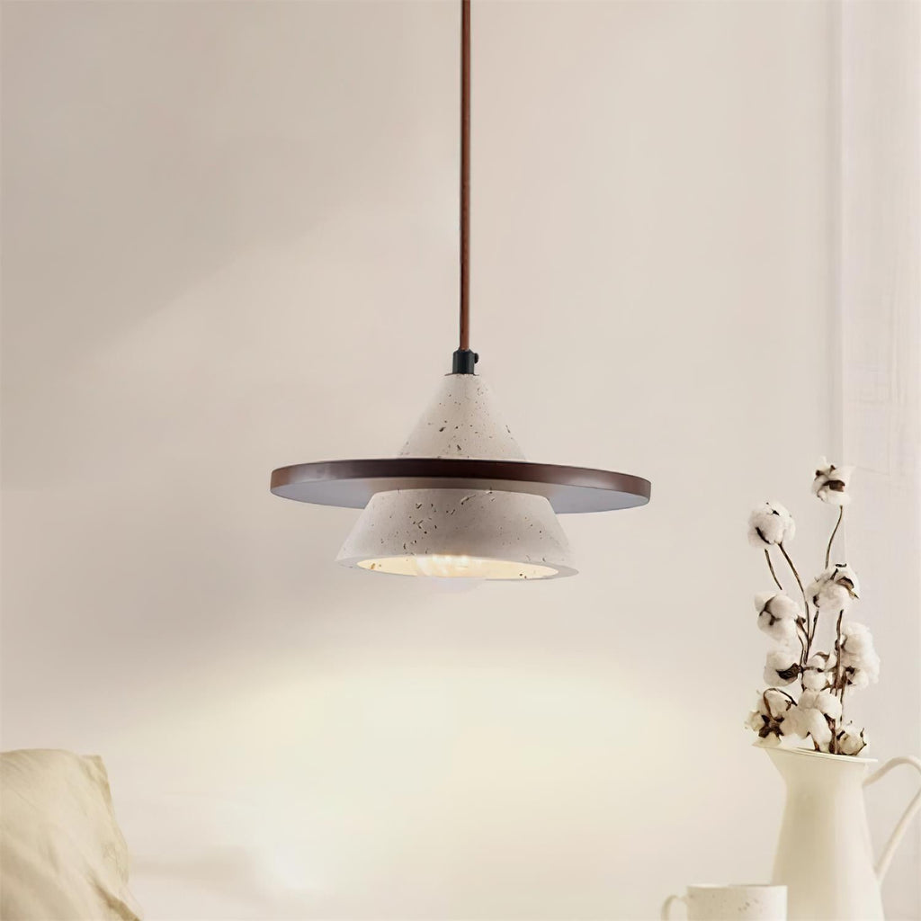 Ritta Suspension Bois Disque Travertin - Neutralighting