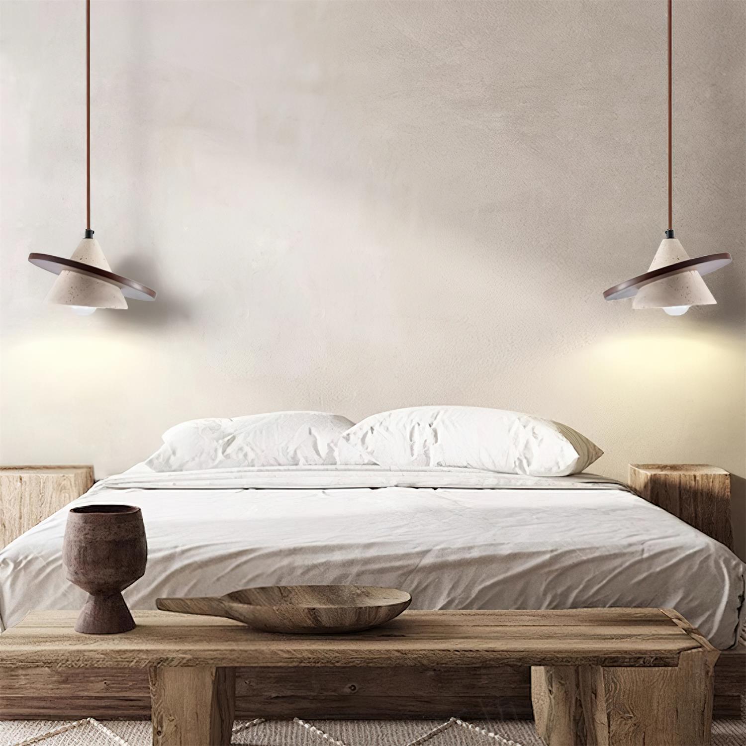 Ritta Suspension Bois Disque Travertin - Neutralighting