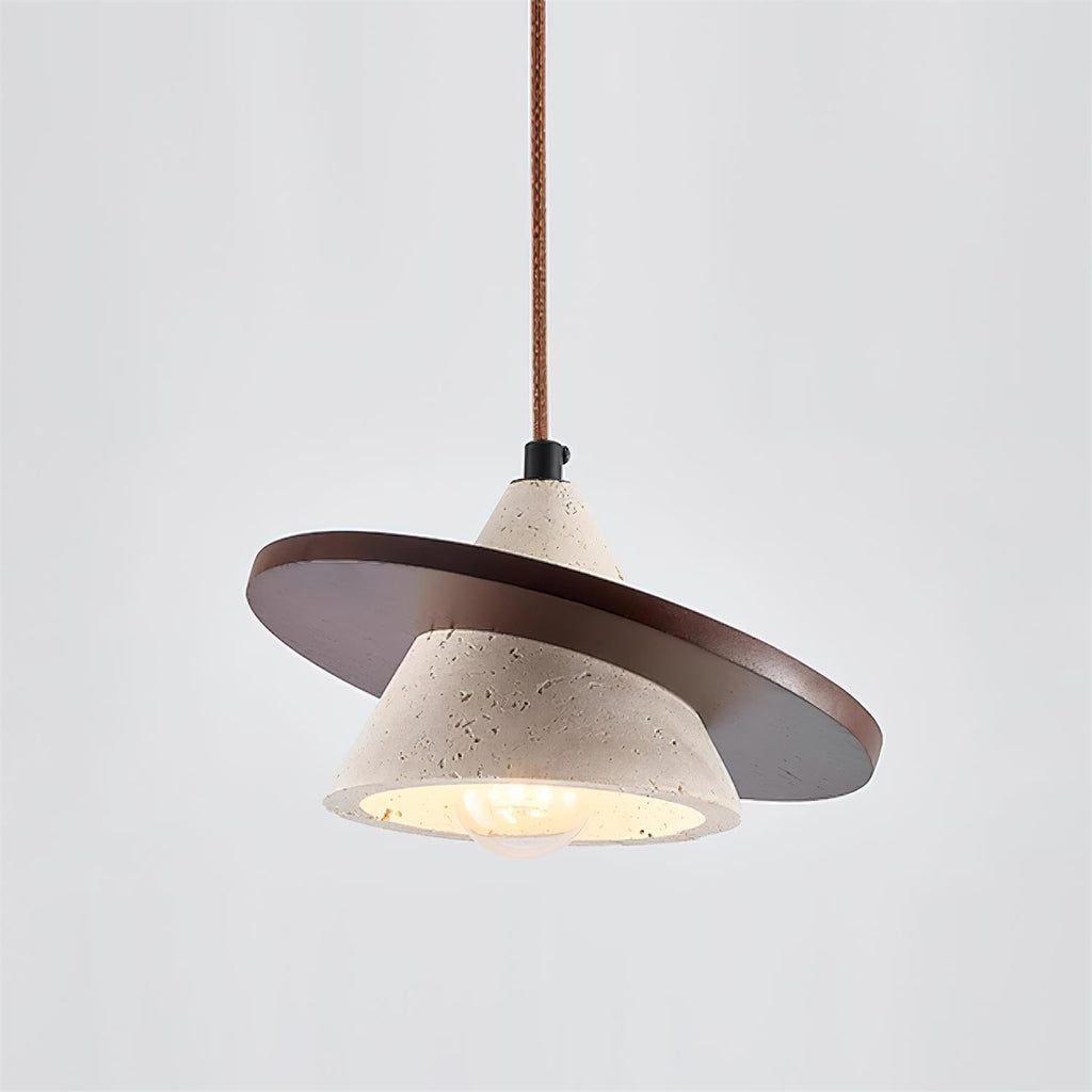 Ritta Suspension Bois Disque Travertin - Neutralighting