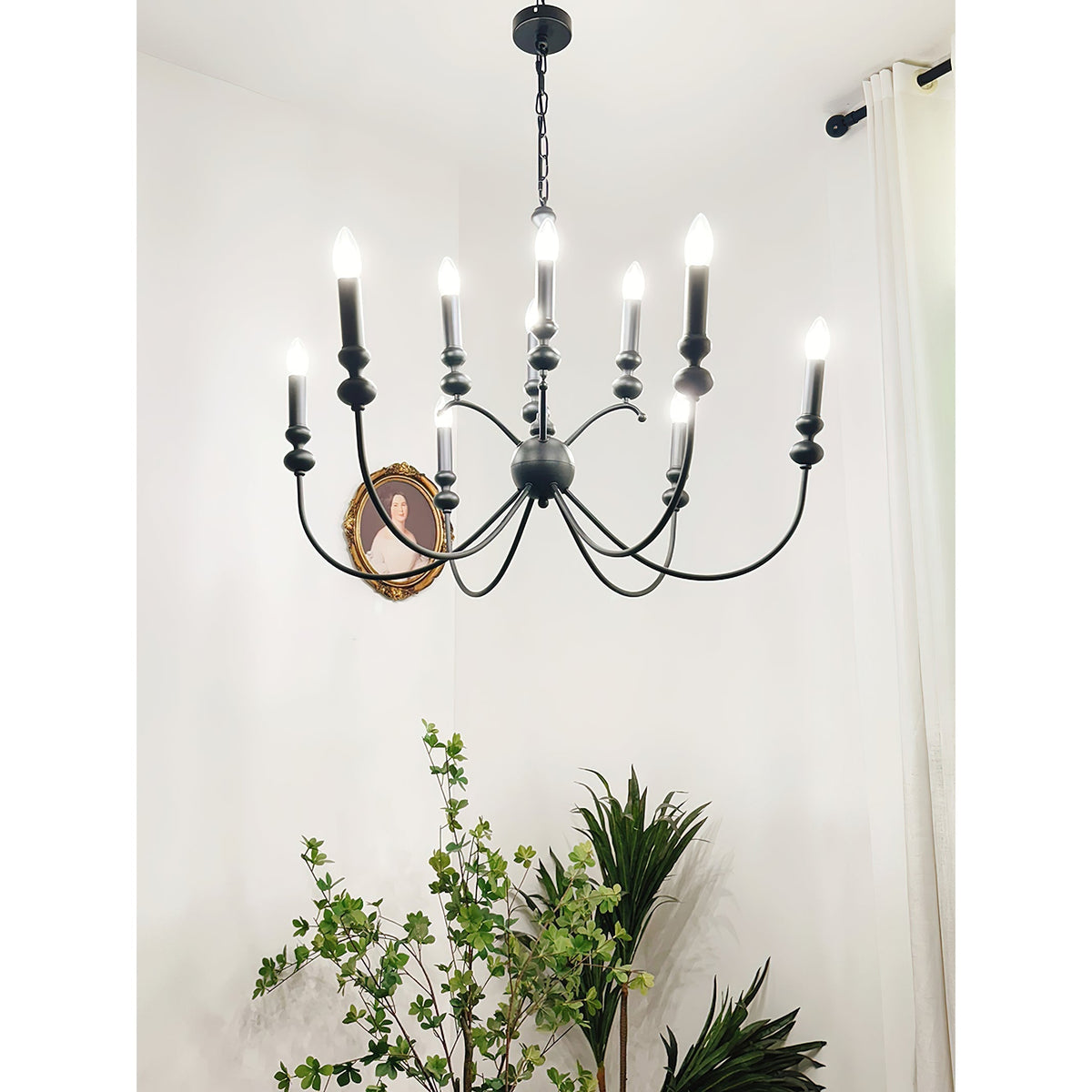 Crest Chandelier Métal Noir Industriel Vintage Premium - Neutralighting