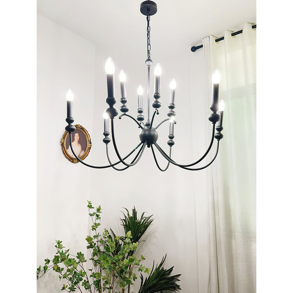 Crest Chandelier Métal Noir Industriel Vintage Premium - Neutralighting