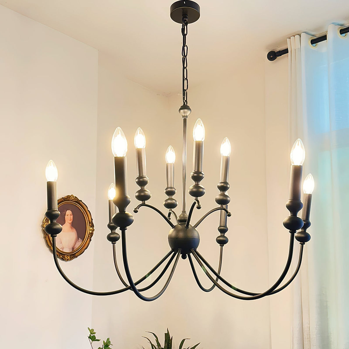 Crest Chandelier Métal Noir Industriel Vintage Premium - Neutralighting