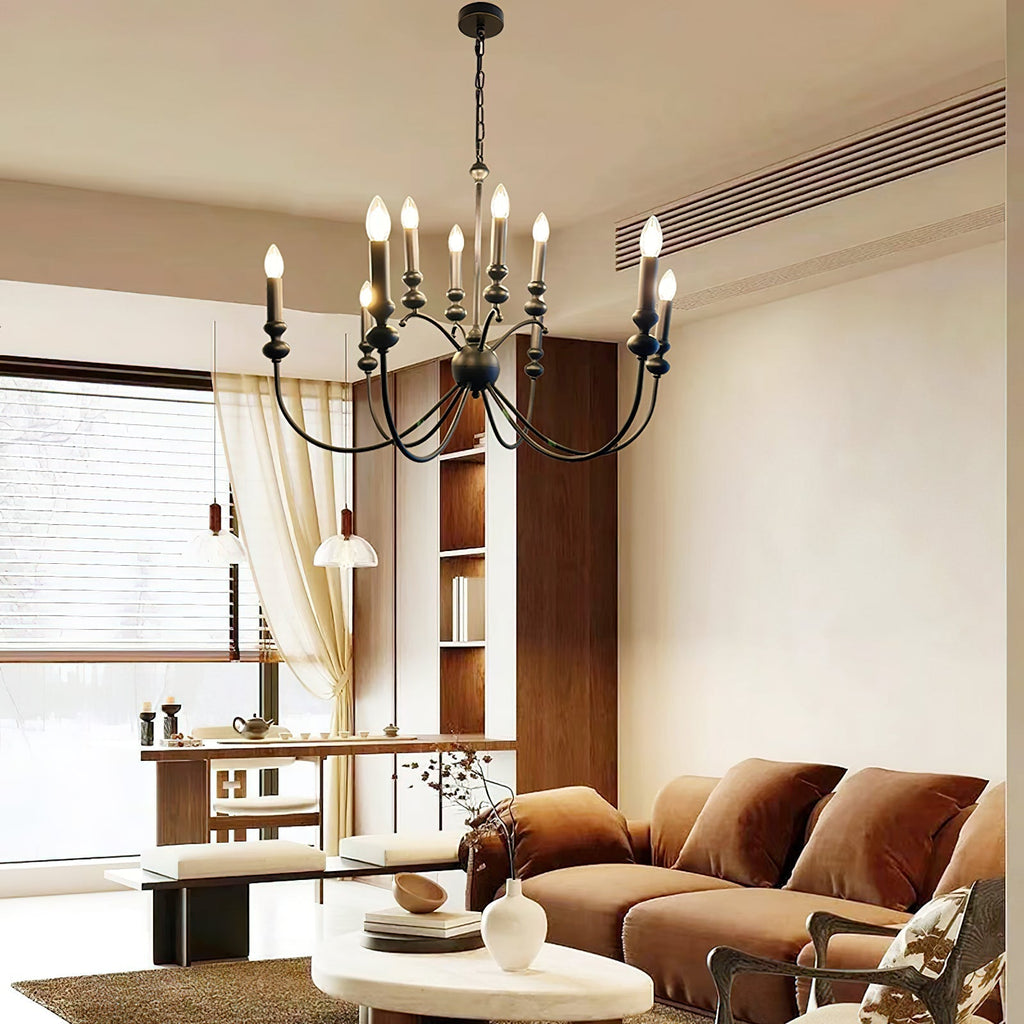 Crest Chandelier Métal Noir Industriel Vintage Premium - Neutralighting