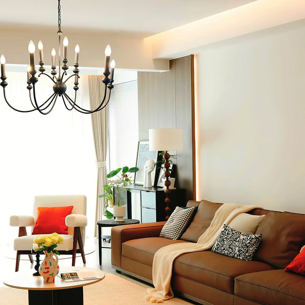 Crest Chandelier Métal Noir Industriel Vintage Premium - Neutralighting
