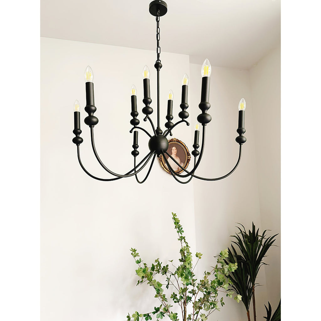 Crest Chandelier Métal Noir Industriel Vintage Premium - Neutralighting