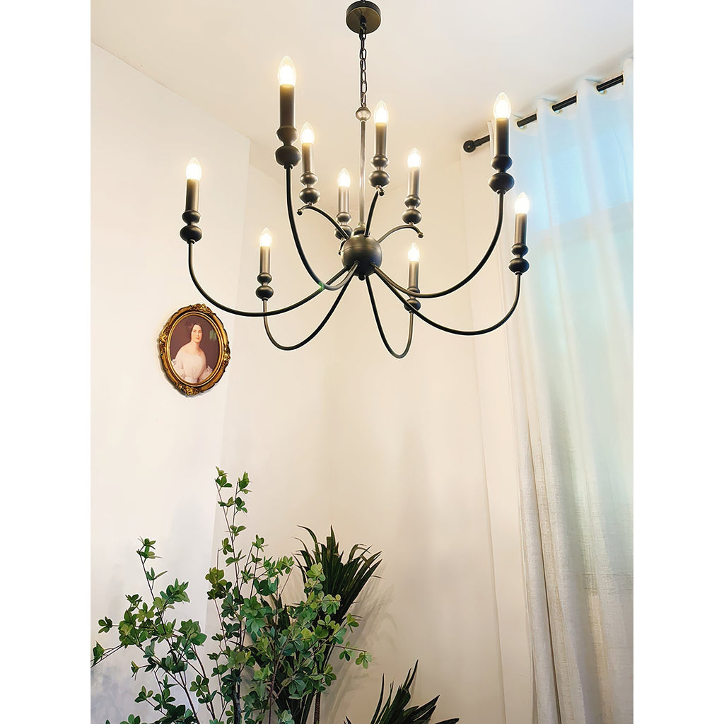 Crest Chandelier Métal Noir Industriel Vintage Premium - Neutralighting