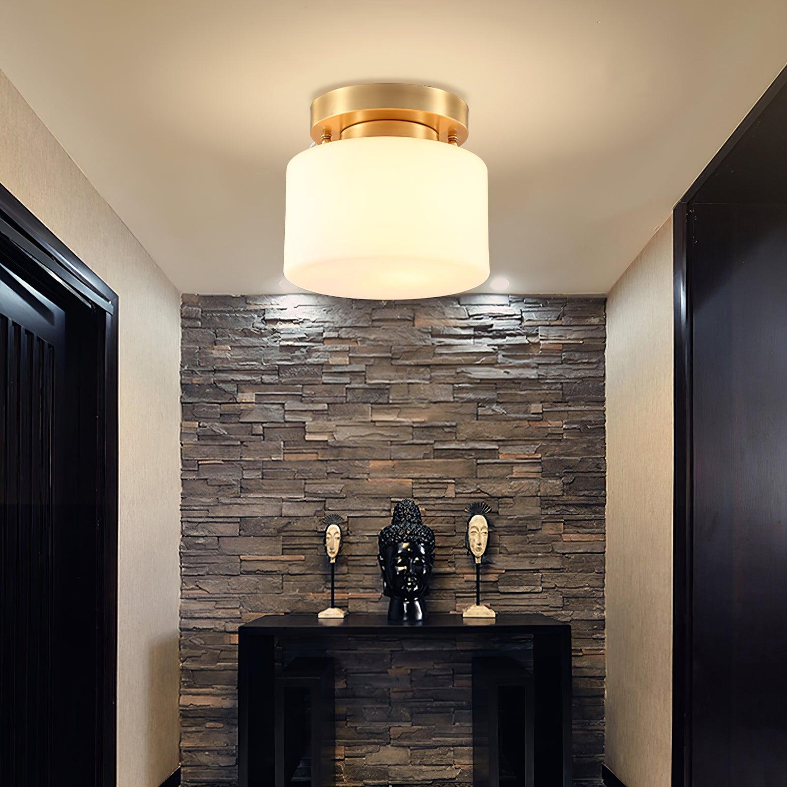 Elsilisra Plafonnier Flush Art Nordique Laiton Verre - Neutralighting