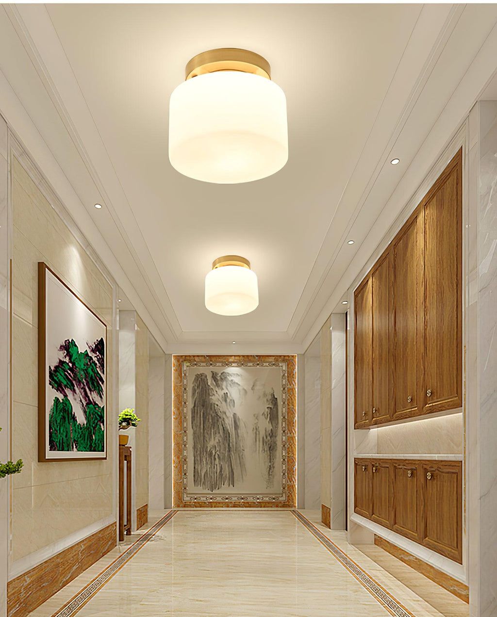 Elsilisra Plafonnier Flush Art Nordique Laiton Verre - Neutralighting