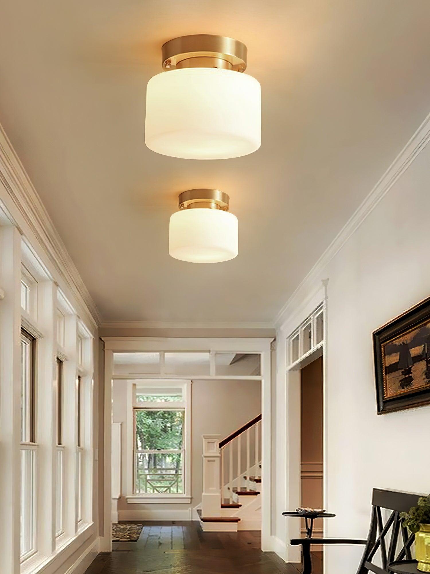 Elsilisra Plafonnier Flush Art Nordique Laiton Verre - Neutralighting
