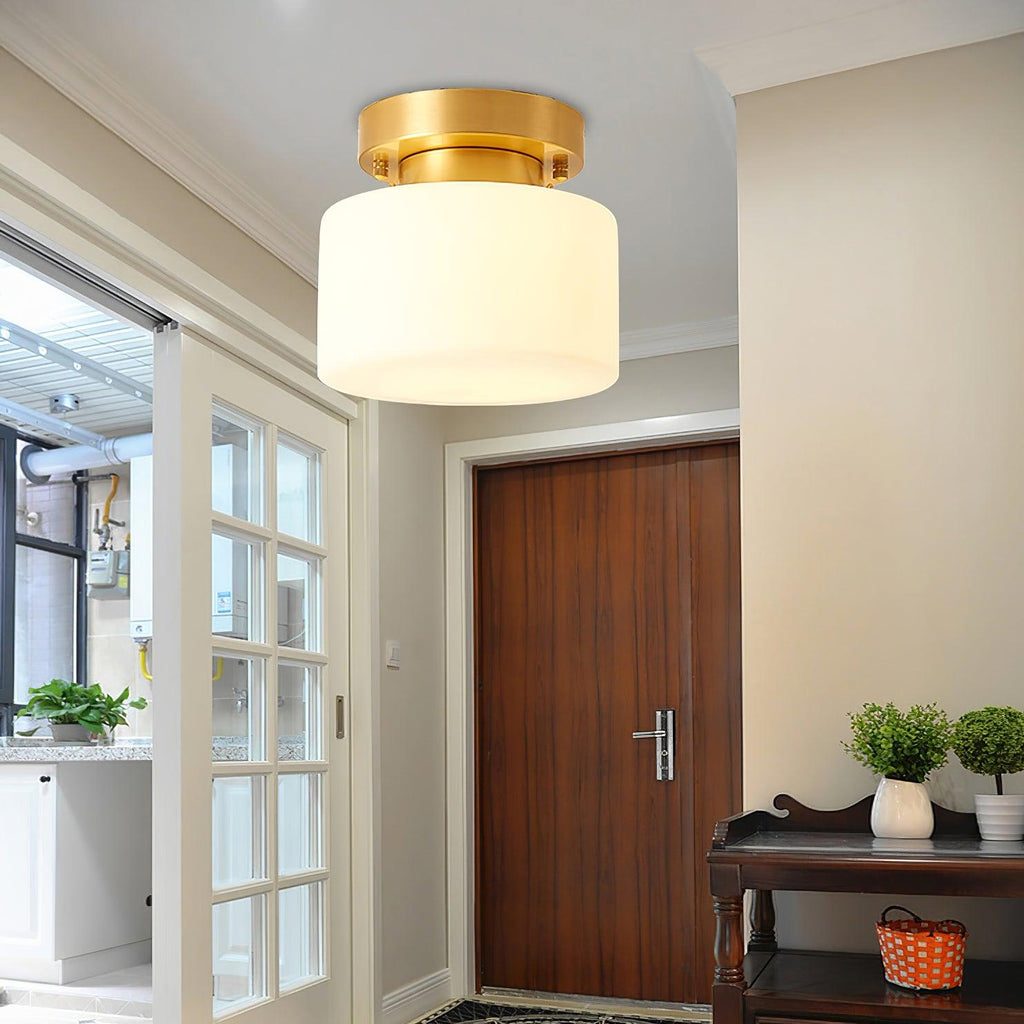 Elsilisra Plafonnier Flush Art Nordique Laiton Verre - Neutralighting
