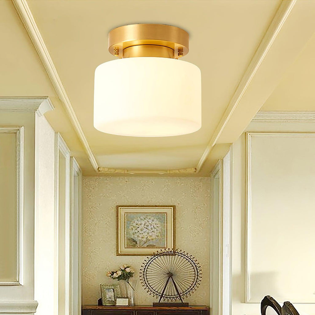 Elsilisra Plafonnier Flush Art Nordique Laiton Verre - Neutralighting